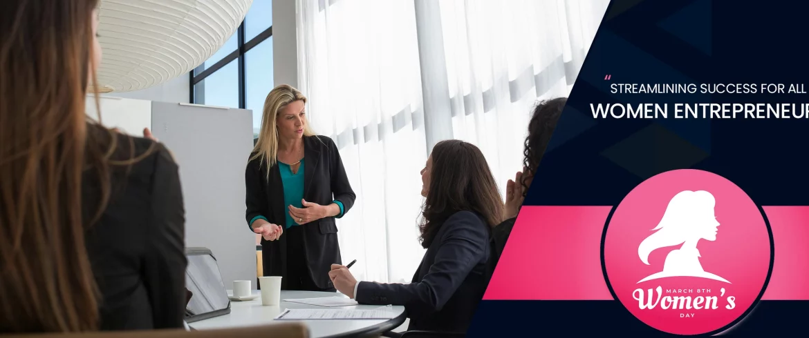 Women entrepreneurs discussing business strategies in a professional setting, symbolizing empowerment and success.