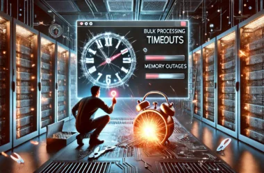 Magento 2 bulk processing timeouts and memory issues visualized.